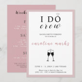 I Do Crew Bachelorette Party Roze en Wit Kaart (Voorkant / Achterkant)