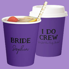 I Do Crew | Bruid in Paars Papieren Bekers
