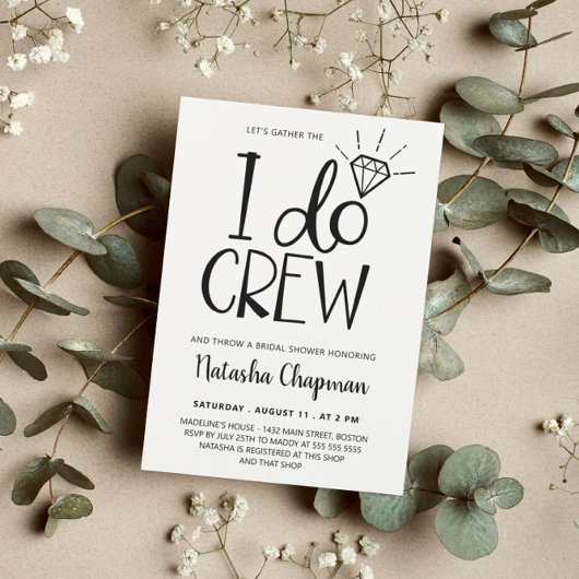 I Do Crew Bruiloftsfeest Kaart