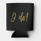 I Do Crew Faux Gold Folie en zwart met hart Blikjeskoeler (Voorkant)