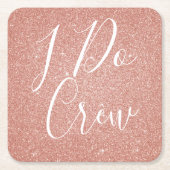 I Do Crew Pink Glitter Bachelorette Party Onderzet Kartonnen Onderzetters (Voorkant)