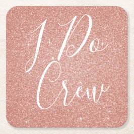 I Do Crew Pink Glitter Bachelorette Party Onderzet Kartonnen Onderzetters