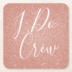 I Do Crew Pink Glitter Bachelorette Party Onderzet Kartonnen Onderzetters
