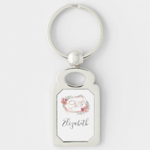 I Do Crew Roze Bloemige Roze Bloemen Groenelemente Sleutelhanger