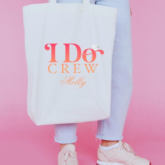 I Do Crew Sunset Modern Font Tote Tas