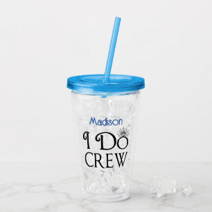 I Do Crew Zwart Roze Monogram Trouw Bruidsmeisje Acryl Drinkbeker