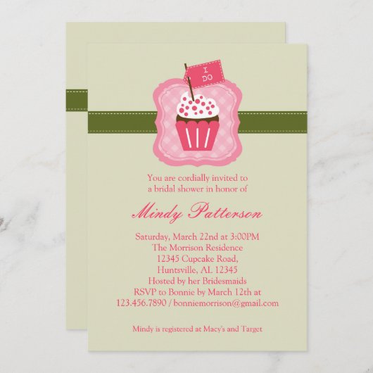 "I do" Cupcake Bridal Shower-uitnodiging Kaart (Voorkant / Achterkant)