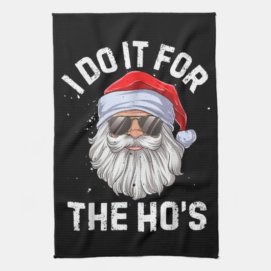 I Do It For The Ho's Funny Inappropriate Christmas Theedoek (Verticaal)