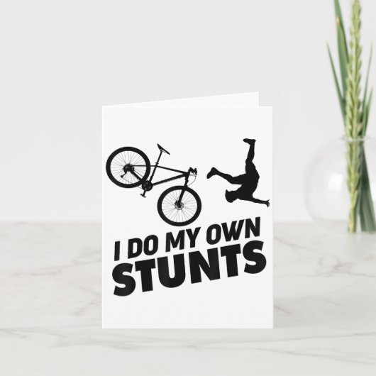 I Do My Own Stunts Funny Mountain Bike  Kaart (Voorkant)