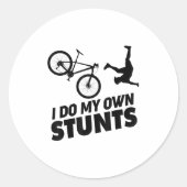 I Do My Own Stunts Funny Mountain Bike  Ronde Sticker (Voorkant)