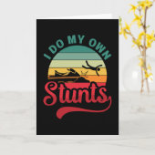 I Do My Own Stunts Jet Ski Retro Jet Skiing Jetski Kaart (Gele Bloem)