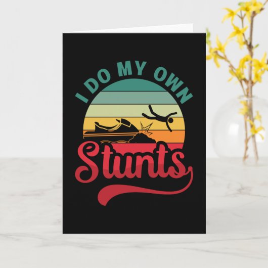 I Do My Own Stunts Jet Ski Retro Jet Skiing Jetski Kaart (Gele Bloem)
