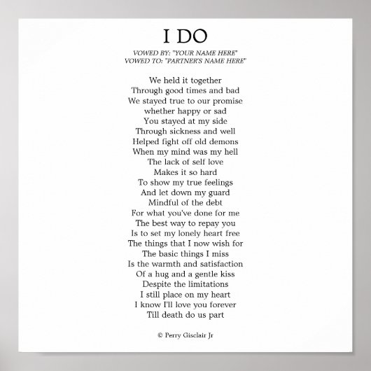 "I DO"  POSTER (Voorkant)