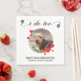 I Do Too Red Hearts Dog Photo Wedding Servet