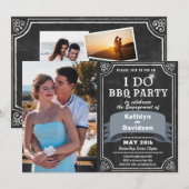 I DO Verloving 4 Foto Zwart Chalkboard BBQ Party Kaart (Voorkant / Achterkant)