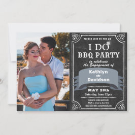 I DO Verloving 4 Foto Zwart Chalkboard BBQ Party Kaart