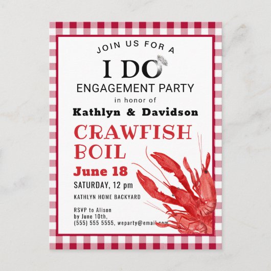 I DO Verloving Crawfish Boil Party Briefkaart (Voorkant)