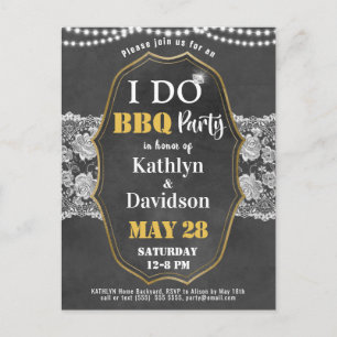 I DO Verloving Elegant Kant Chalkboard BBQ Party Uitnodiging Briefkaart