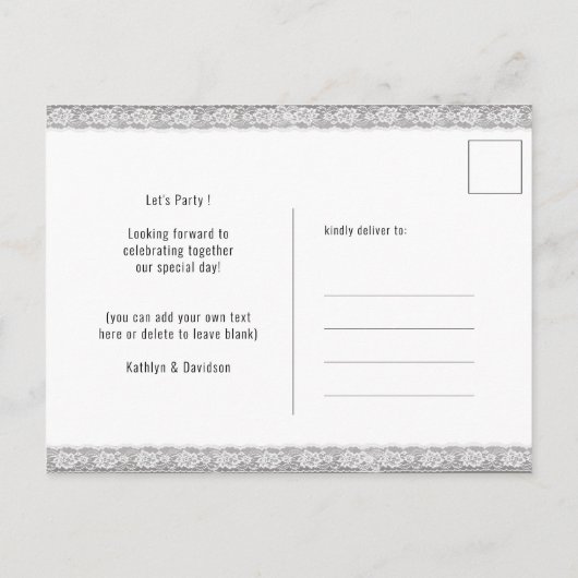 I DO Verloving Elegant Kant Chalkboard BBQ Party Uitnodiging Briefkaart (Achterkant)