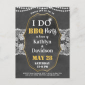 I DO Verloving Elegant Kant Chalkboard BBQ Party Uitnodiging Briefkaart (Voorkant)