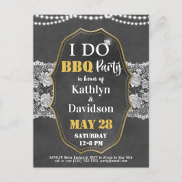 I DO Verloving Elegant Kant Chalkboard BBQ Party Uitnodiging Briefkaart