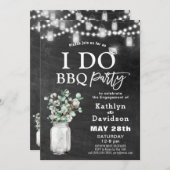 I DO Verloving Eucalyptus Bloemen Chalkboard BBQ Kaart (Voorkant / Achterkant)