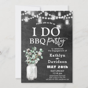 I DO Verloving Eucalyptus Bloemen Chalkboard BBQ Kaart