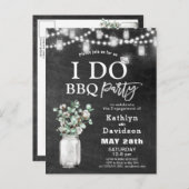 I DO Verloving Eucalyptus Bloemen Chalkboard BBQ Uitnodiging Briefkaart (Voorkant / Achterkant)