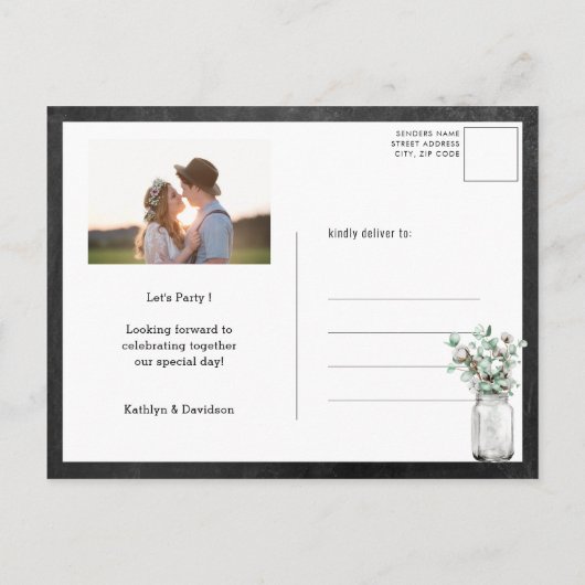 I DO Verloving Eucalyptus Bloemen Chalkboard BBQ Uitnodiging Briefkaart (Achterkant)