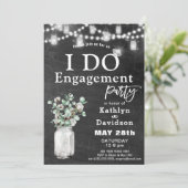 I DO Verloving Eucalyptus Bloemen Chalkboard Party Kaart (Staand voorkant)
