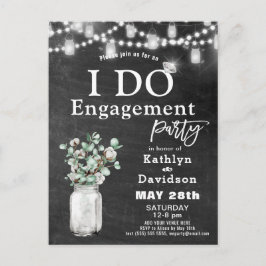 I DO Verloving Eucalyptus Bloemen Chalkboard Party Uitnodiging Briefkaart