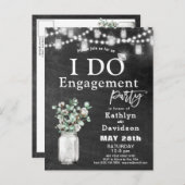 I DO Verloving Eucalyptus Bloemen Chalkboard Party Uitnodiging Briefkaart (Voorkant / Achterkant)