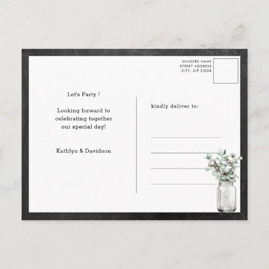 I DO Verloving Eucalyptus Bloemen Chalkboard Party Uitnodiging Briefkaart (Achterkant)