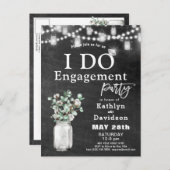 I DO Verloving Eucalyptus Bloemen Chalkboard Party Uitnodiging Briefkaart (Voorkant / Achterkant)