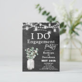 I DO Verloving Eucalyptus Bloemen Chalkboard Party Uitnodiging Briefkaart (Staand voorkant)
