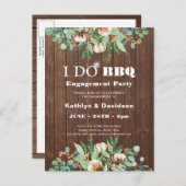 I DO Verloving Eucalyptus Bloemen Rustiek Hout BBQ Uitnodiging Briefkaart (Voorkant / Achterkant)