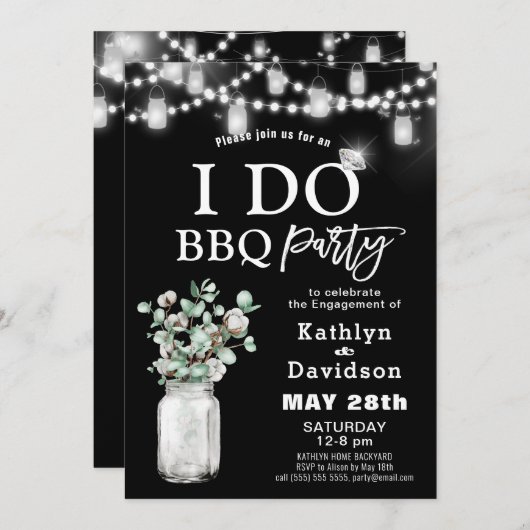 I DO Verloving Eucalyptus Groen BBQ Party Kaart (Voorkant / Achterkant)