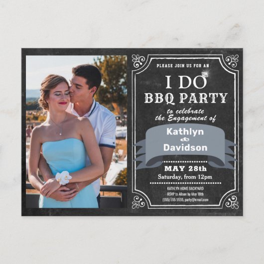 I DO Verloving Foto BBQ Party Invitation Briefkaart (Voorkant)
