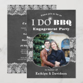 I DO Verloving Foto Elegant Kant Krijtbord BBQ Kaart (Voorkant / Achterkant)