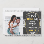 I DO Verloving Foto Elegant Kant Krijtbord BBQ Kaart (Voorkant)
