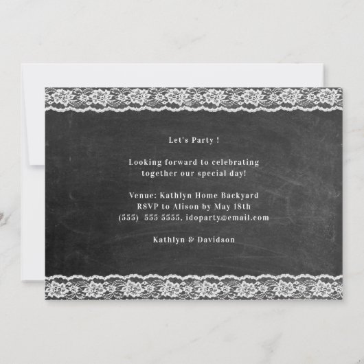 I DO Verloving Foto Elegant Kant Krijtbord BBQ Kaart (Achterkant)