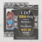 I DO Verloving Foto Elegant Kant Krijtbord BBQ Kaart (Voorkant / Achterkant)