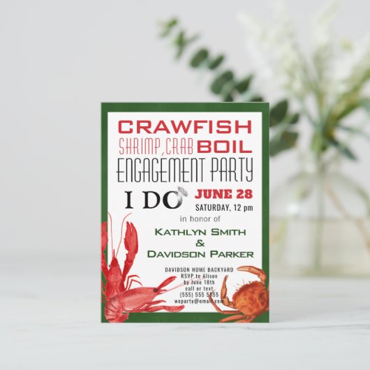 I DO Verloving Foto Seafood Party Uitnodiging (Staand voorkant)