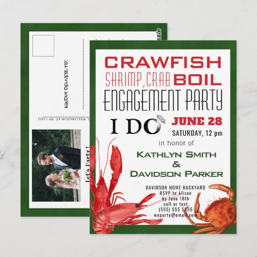 I DO Verloving Foto Seafood Party Uitnodiging (Voorkant / Achterkant)
