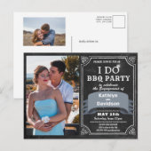 I DO Verloving Foto Zwart Chalkboard BBQ Party Uitnodiging Briefkaart (Voorkant / Achterkant)