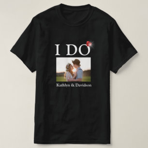 I DO Verloving Ring Couple Photo Name Minimal T-shirt