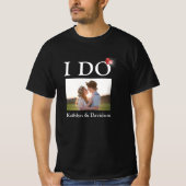I DO Verloving Ring Couple Photo Name Minimal T-shirt (Voorkant)