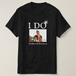 I DO Verloving Ring Couple Photo Name Minimal T-shirt