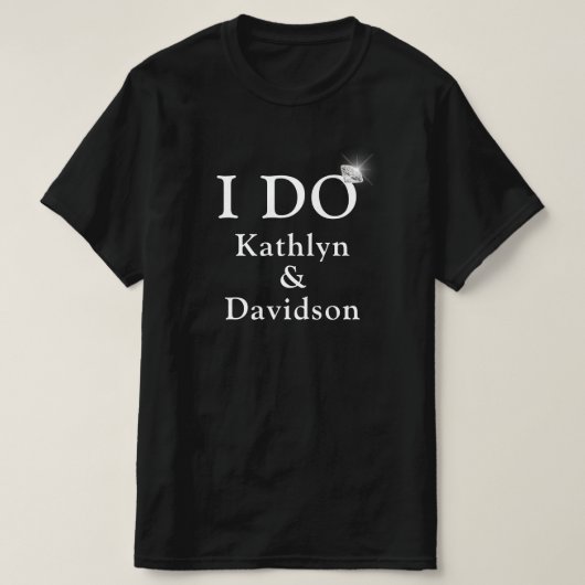 I DO Verloving Ring Couples Name Minimalist Fun T-shirt (Design voorkant)