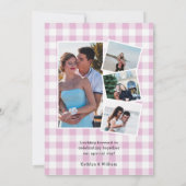 I DO Verloving Roze Plaid 4 Foto BBQ Party Kaart (Achterkant)